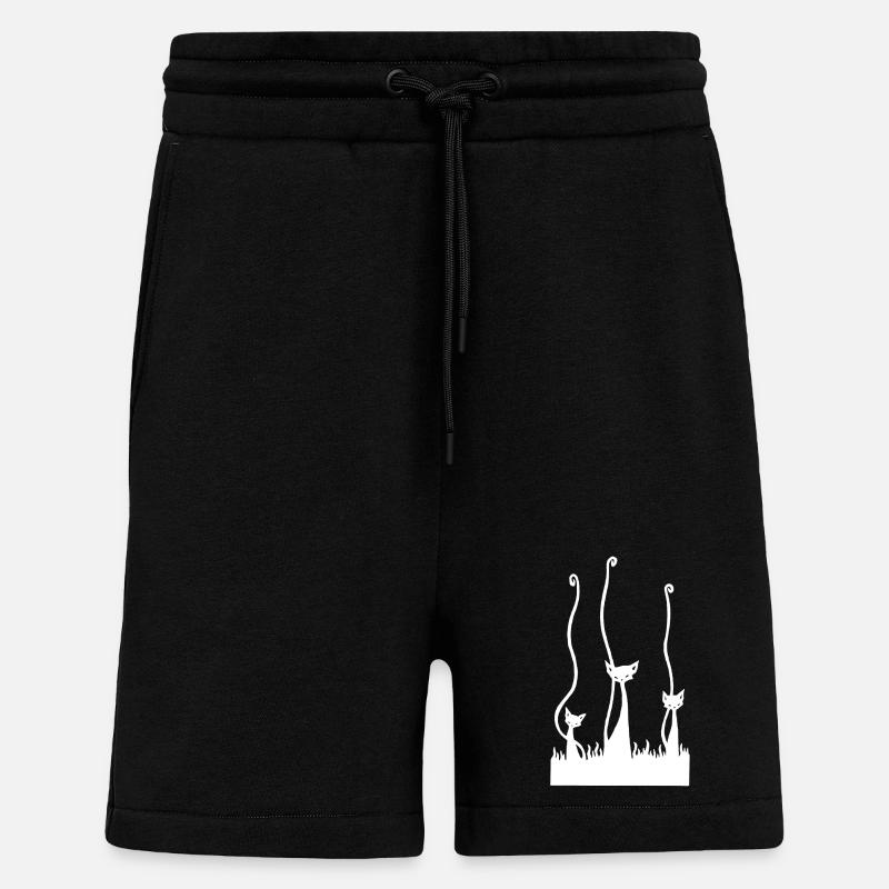 The Three White Cats - Shorts - made by SPREAD - SOLID BLACK