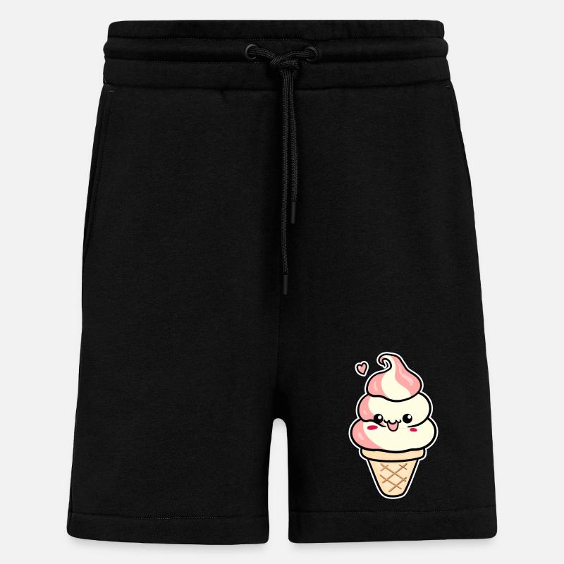 Crème glacée de dessin animé - Short bio décontracté fabriqué en UE - SOLID BLACK