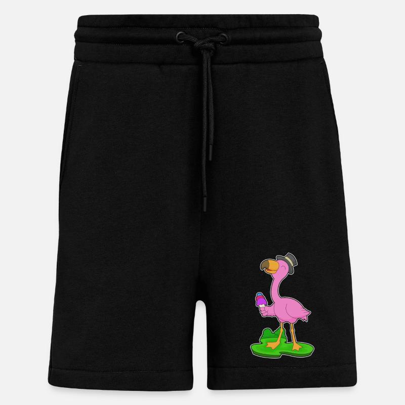 Glace Flamingo Waffle - Short bio décontracté fabriqué en UE - SOLID BLACK
