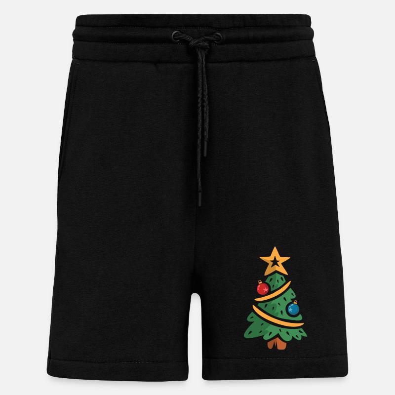 Arbre de Noël dessin animé illustration - Short bio décontracté fabriqué en UE - SOLID BLACK