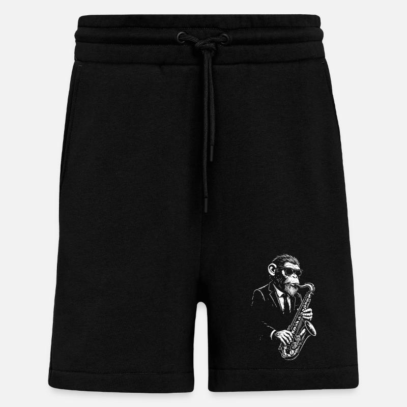 Jazz Sax Monkey in Suit - Shorts - made by SPREAD - SOLID BLACK