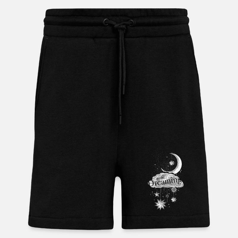 Dreaming Moon Cloud Stars Desig - Shorts - made by SPREAD - SOLID BLACK