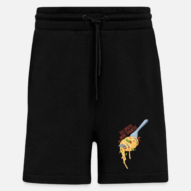 Mindre Upsetti Mere Spaghetti – Kawaii Madmeme - Organic relaxed shorts made in EU - SOLID BLACK