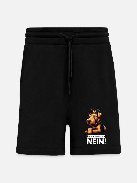 Før du spørger: Airedale Terrier Airedales - Organic relaxed shorts made in EU - SOLID BLACK