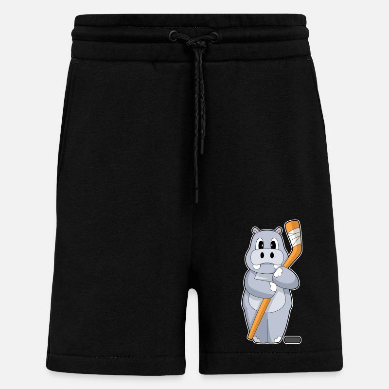 Nilpferd Eishockey Eishockeyschläger - Shorts - made by SPREAD - SOLID BLACK