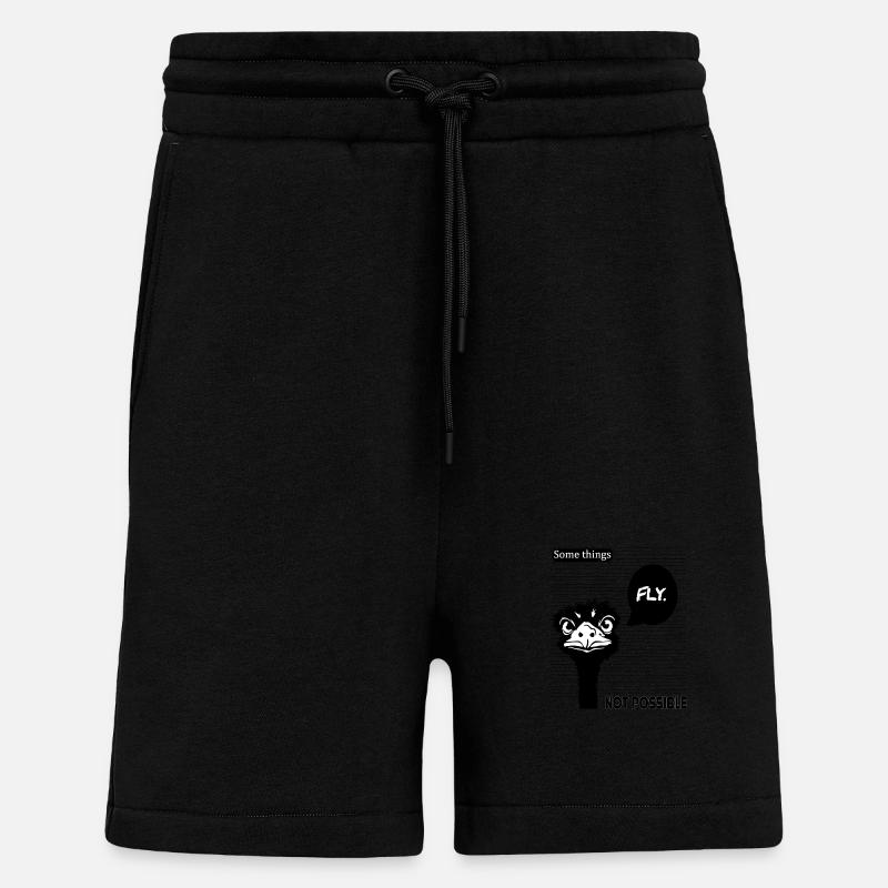 COL DE MOUCHE D’AUTRUCHE - Short bio décontracté fabriqué en UE - SOLID BLACK