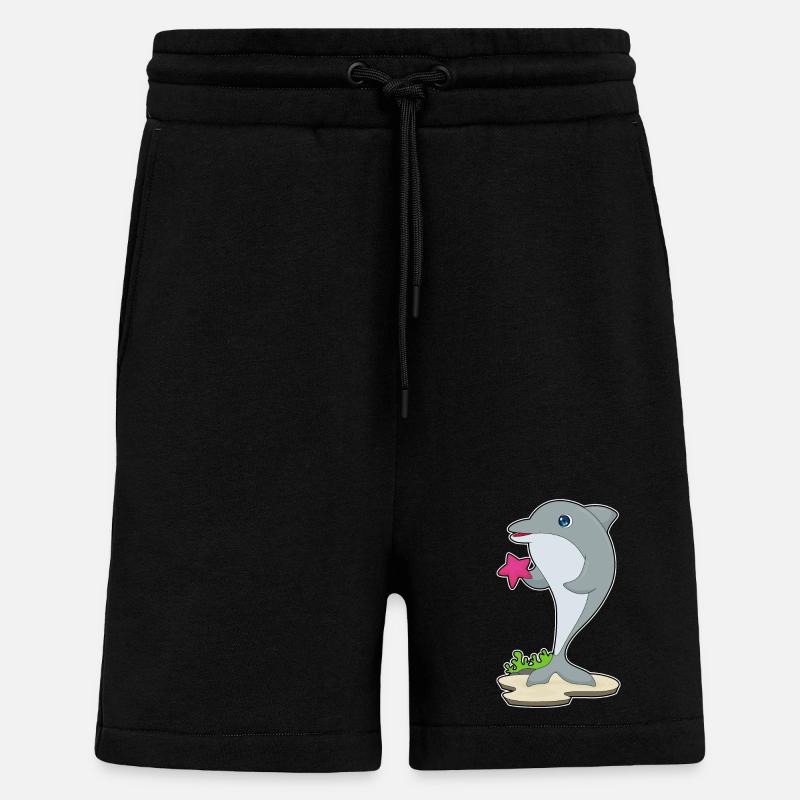 Dauphin étoile de mer - Short bio décontracté fabriqué en UE - SOLID BLACK