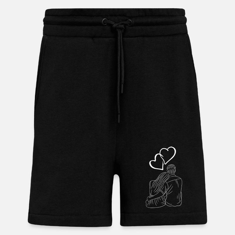 Paar Liebe Herz Silhouette - Shorts - made by SPREAD - SOLID BLACK
