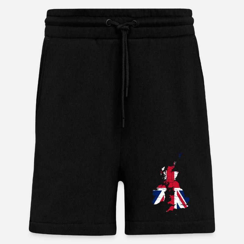 Royaume-Uni Drapeau Paysage Angleterre - Short bio décontracté fabriqué en UE - SOLID BLACK