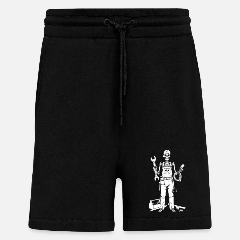 Skeleton Mechanic with Tools - Shorts - made by SPREAD - SOLID BLACK