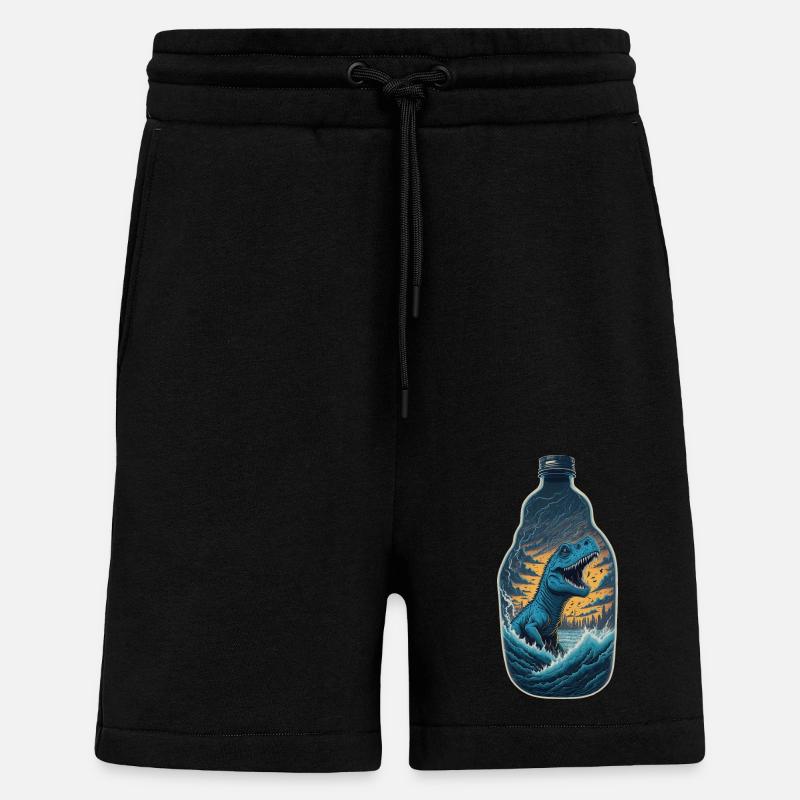 T Rex Dinosaur Bottle - Shorts - made by SPREAD - SOLID BLACK