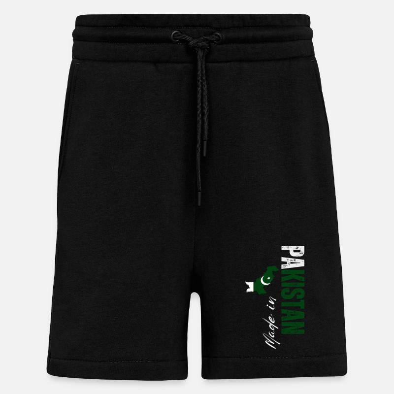 Made in Pakistan, vertical design - Shorts - made by SPREAD - SOLID BLACK