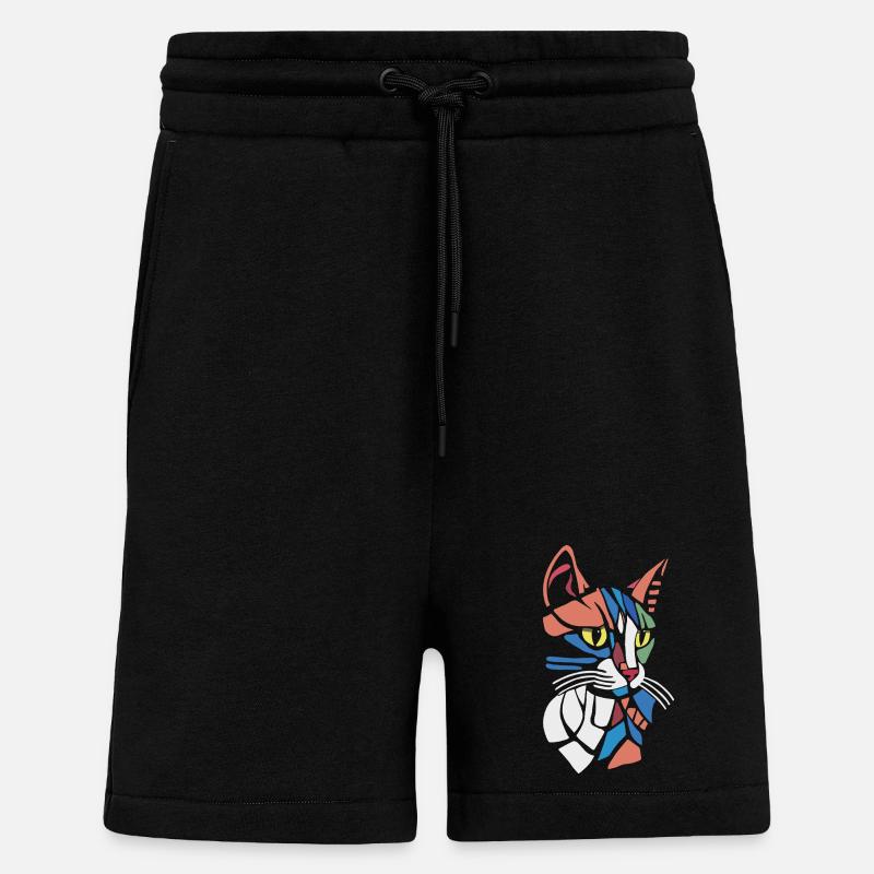 Abstract Geometric Cat Lover - Shorts - made by SPREAD - SOLID BLACK