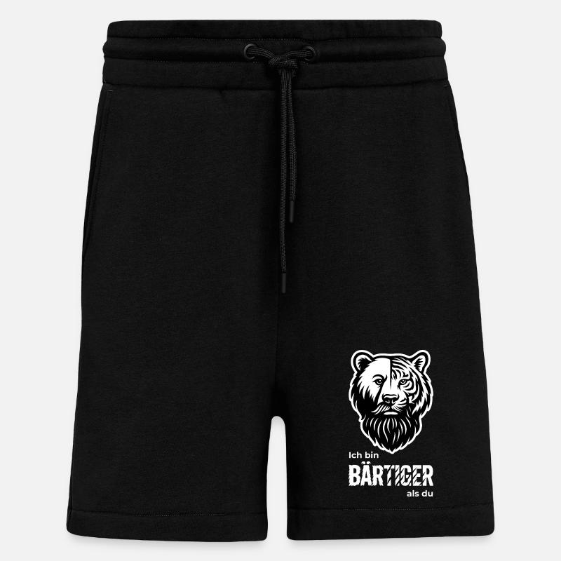 BEARDED Bear & Tiger Beard Pun - Shorts - made by SPREAD - SOLID BLACK