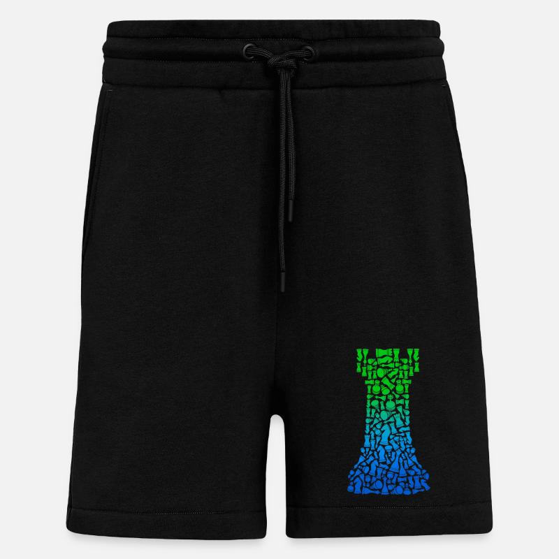 Jeu d’échecs Pièces d’échecs Joueur d’échecs - Short bio décontracté fabriqué en UE - SOLID BLACK