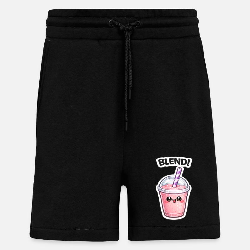 Mélange de tasses de smoothies Kawaii - Short bio décontracté fabriqué en UE - SOLID BLACK