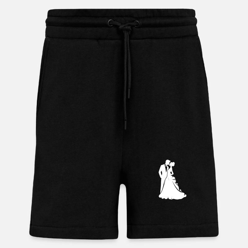 Mariée, Marié, Jeunes mariés, Mariage - Short bio décontracté fabriqué en UE - SOLID BLACK