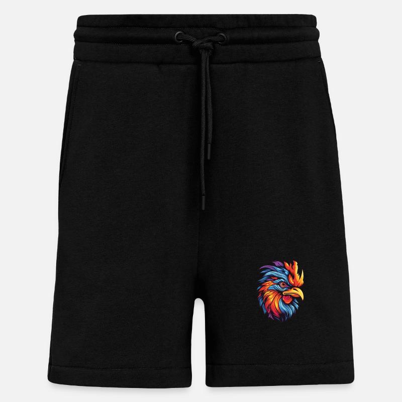 Rooster Portrait - Shorts - made by SPREAD - SOLID BLACK