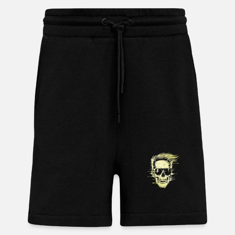 Punker Skull Party - Short bio décontracté fabriqué en UE - SOLID BLACK