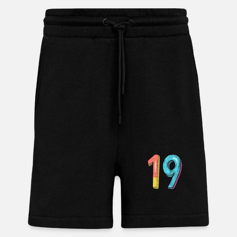 19 Zahl Comic - Shorts - made by SPREAD - SOLID BLACK