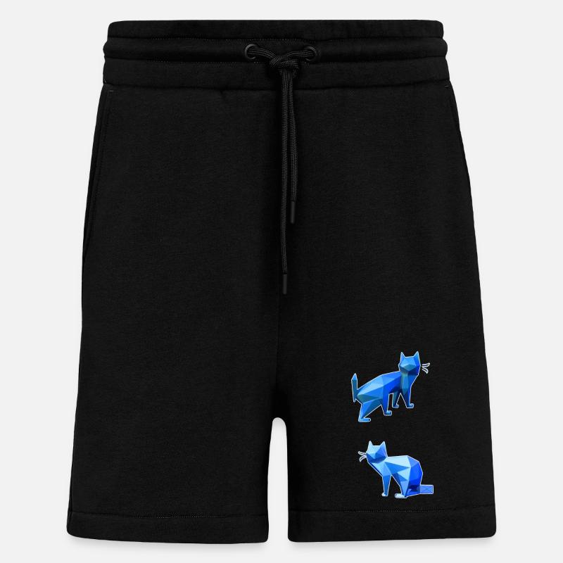Duo Chat Polygone Bleu - Short bio décontracté fabriqué en UE - SOLID BLACK