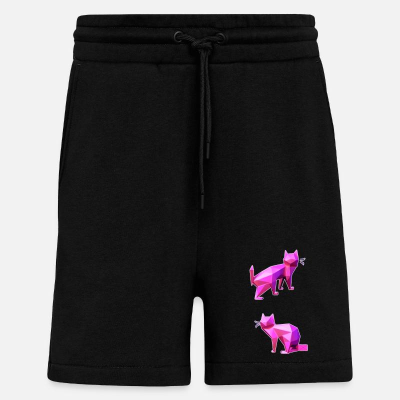 Pink Poly Cats Duo - Shorts - made by SPREAD - SOLID BLACK