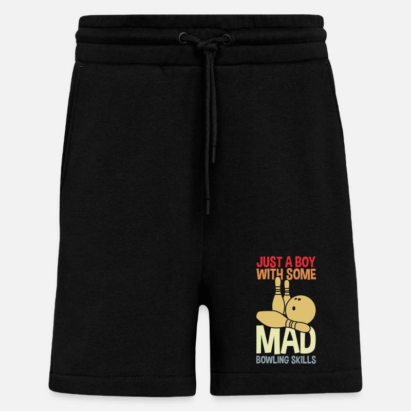 Drôle de garçon de bowling - Short bio décontracté fabriqué en UE - SOLID BLACK