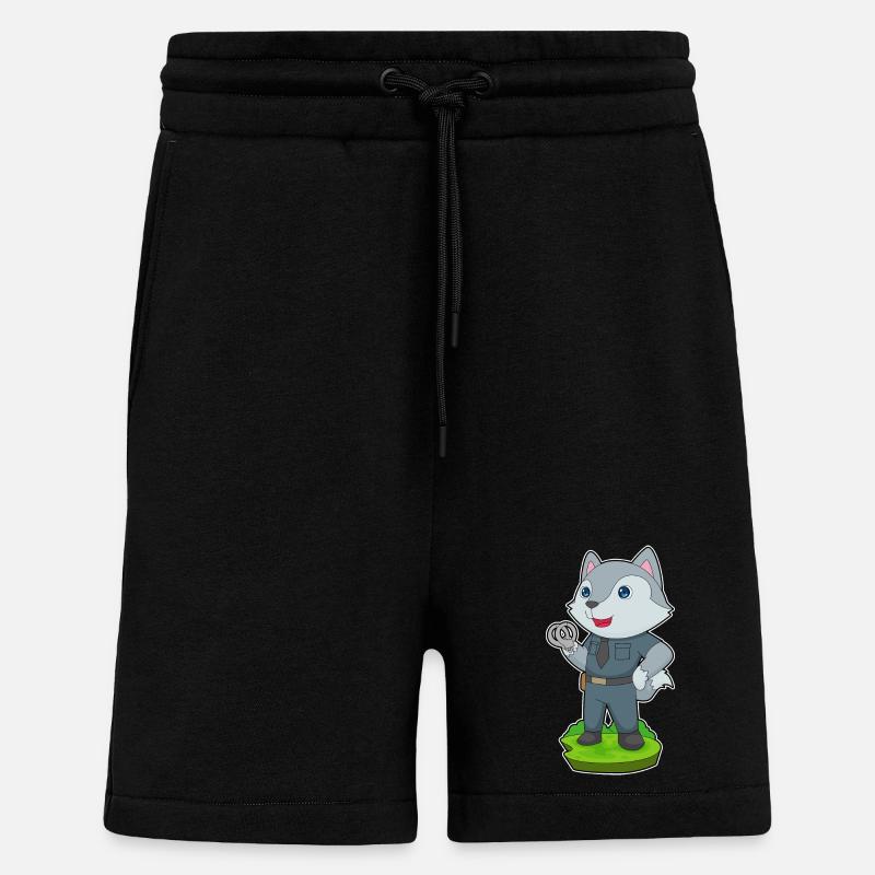 Wolf Polizist Handschellen Polizei - Shorts - made by SPREAD - SOLID BLACK