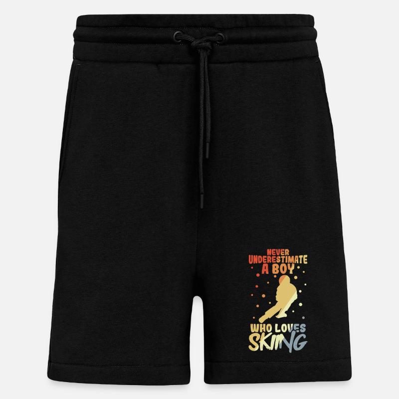 Drôle de garçon de ski - Short bio décontracté fabriqué en UE - SOLID BLACK