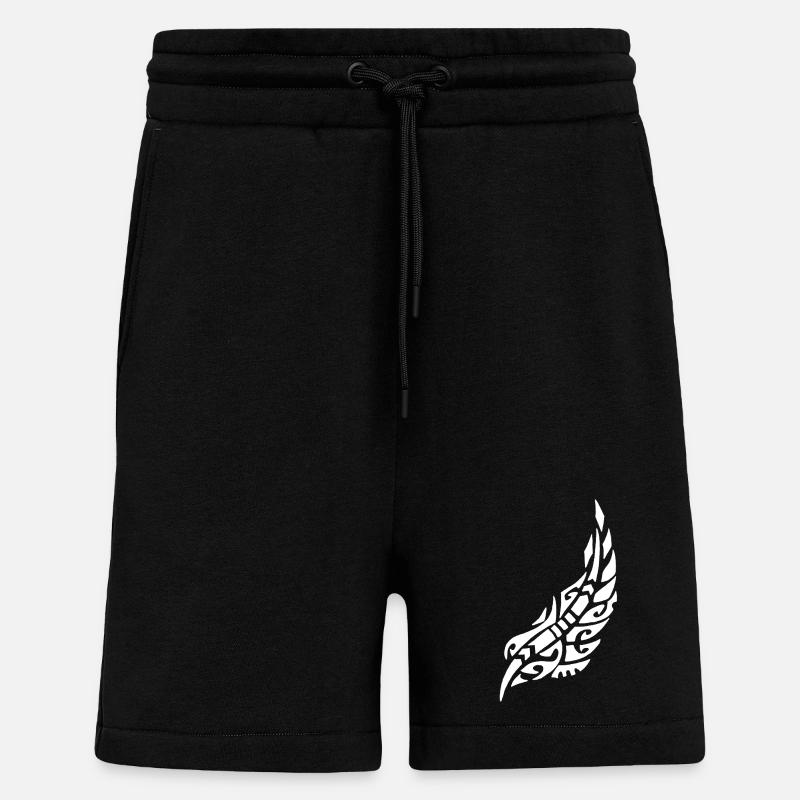 Plume blanche de l'oiseau - Short bio décontracté fabriqué en UE - SOLID BLACK