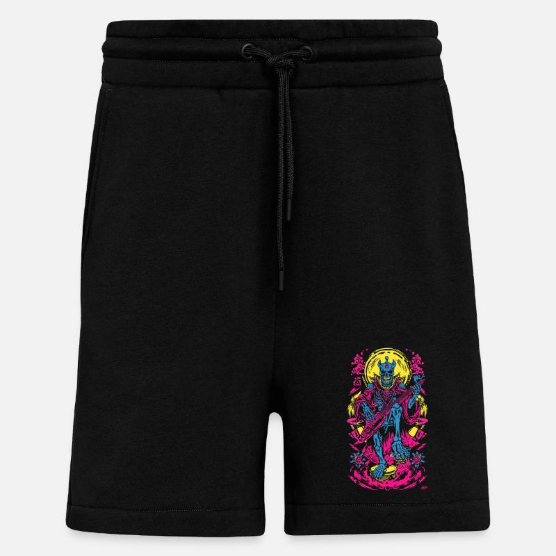 Neon Skelett Gitarrist - Shorts - made by SPREAD - SOLID BLACK