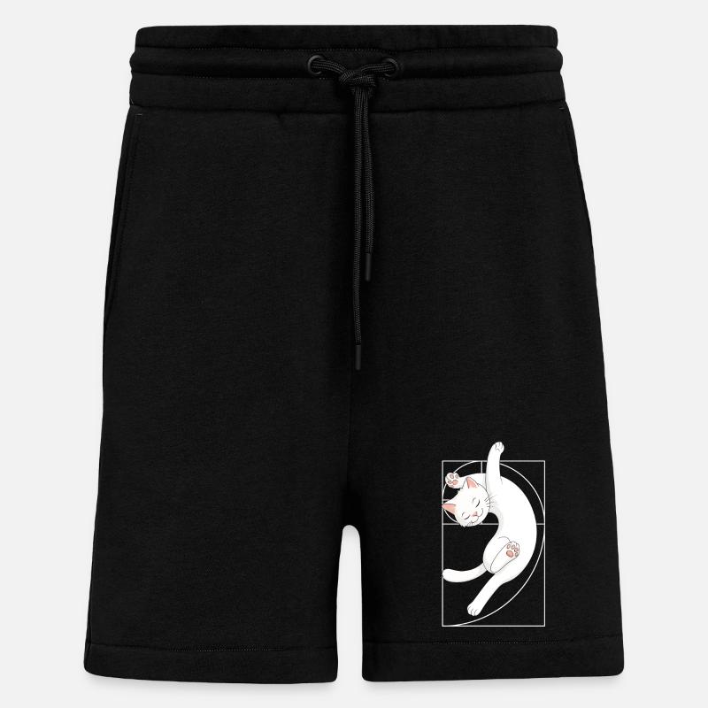 Chat en spirale de Fibonacci - Short bio décontracté fabriqué en UE - SOLID BLACK