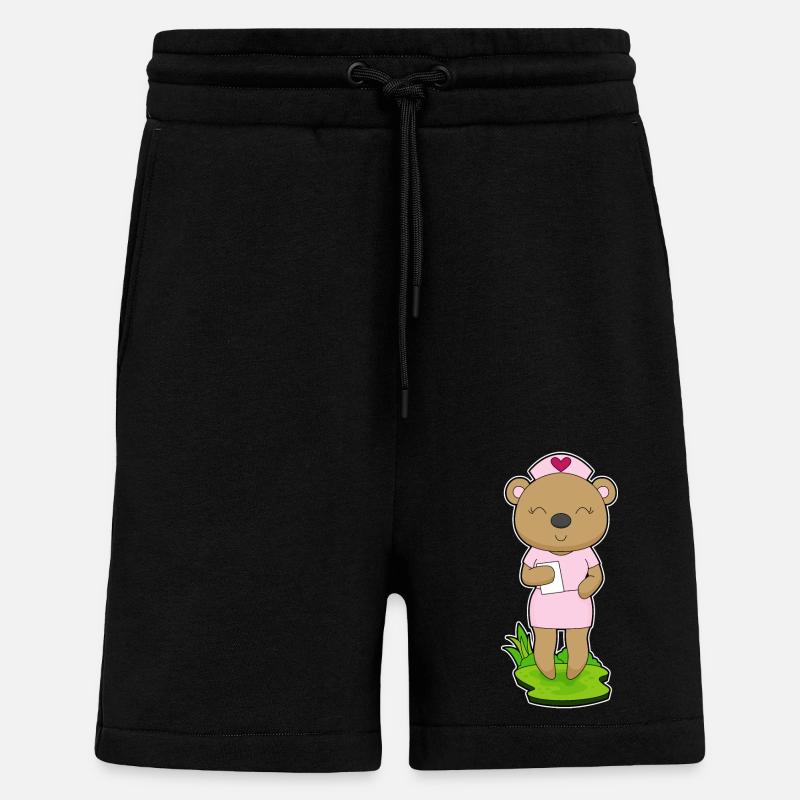 Bear Nurse Sticky Note - Shorts - made by SPREAD - SOLID BLACK