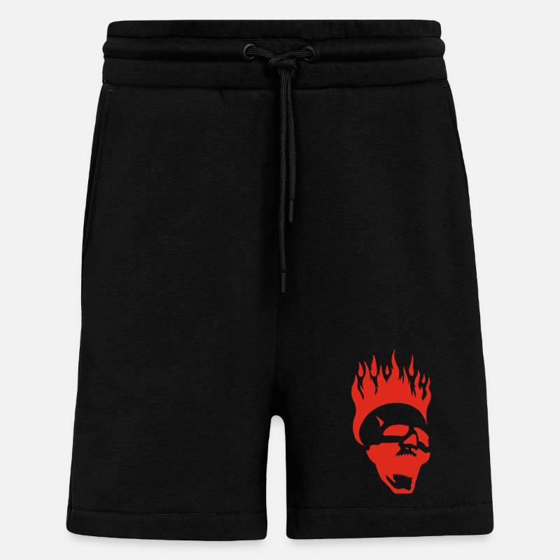 Flammender schreiender Schädel (rot) - Shorts - made by SPREAD - SOLID BLACK
