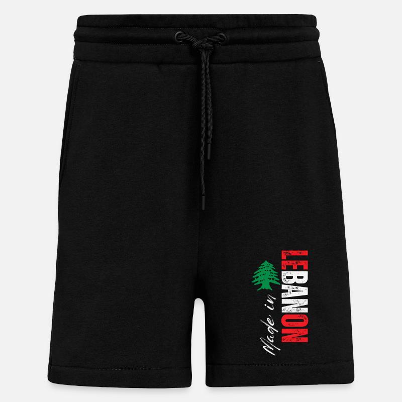 Fabriqué au Liban, design vertical - Short bio décontracté fabriqué en UE - SOLID BLACK