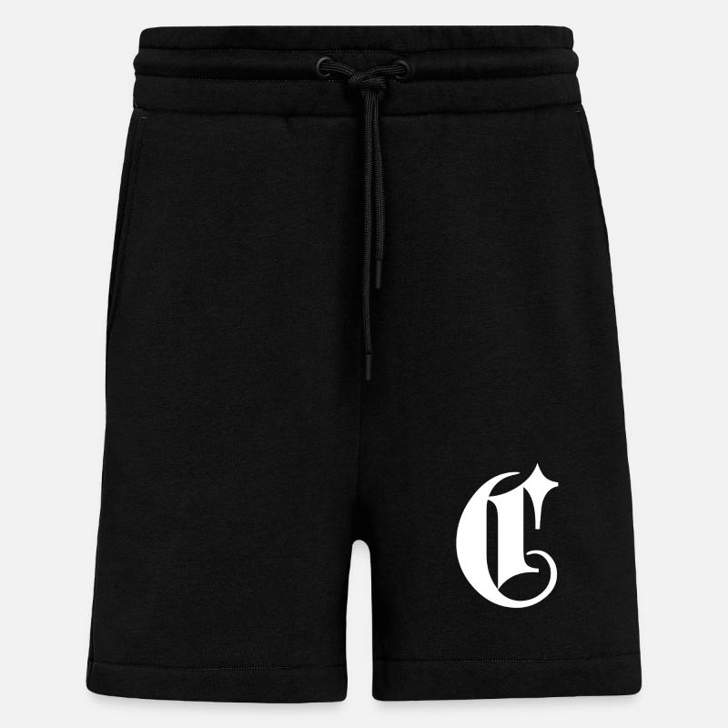 Ornate C Monogram Star - Shorts - made by SPREAD - SOLID BLACK