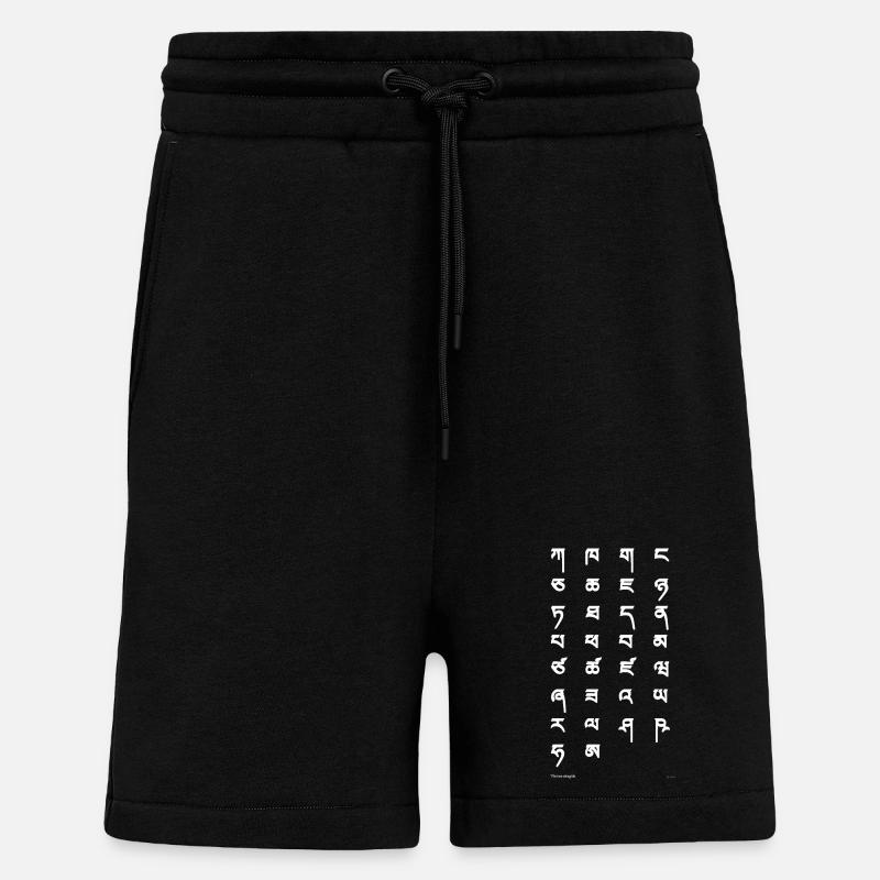Écriture tibétaine (blanche) - Short bio décontracté fabriqué en UE - SOLID BLACK