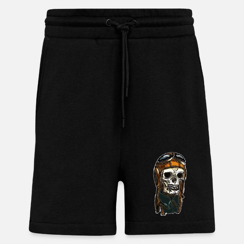 Skull avec casque - Short bio décontracté fabriqué en UE - SOLID BLACK