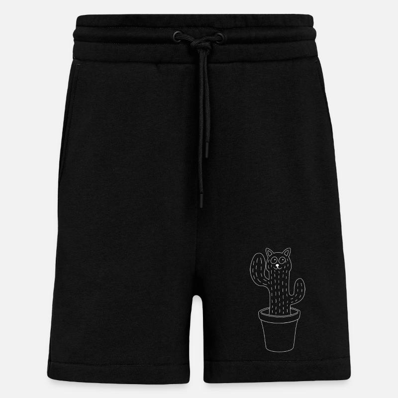 Katze - Kaktus - Blumentopf - Shorts - made by SPREAD - SOLID BLACK