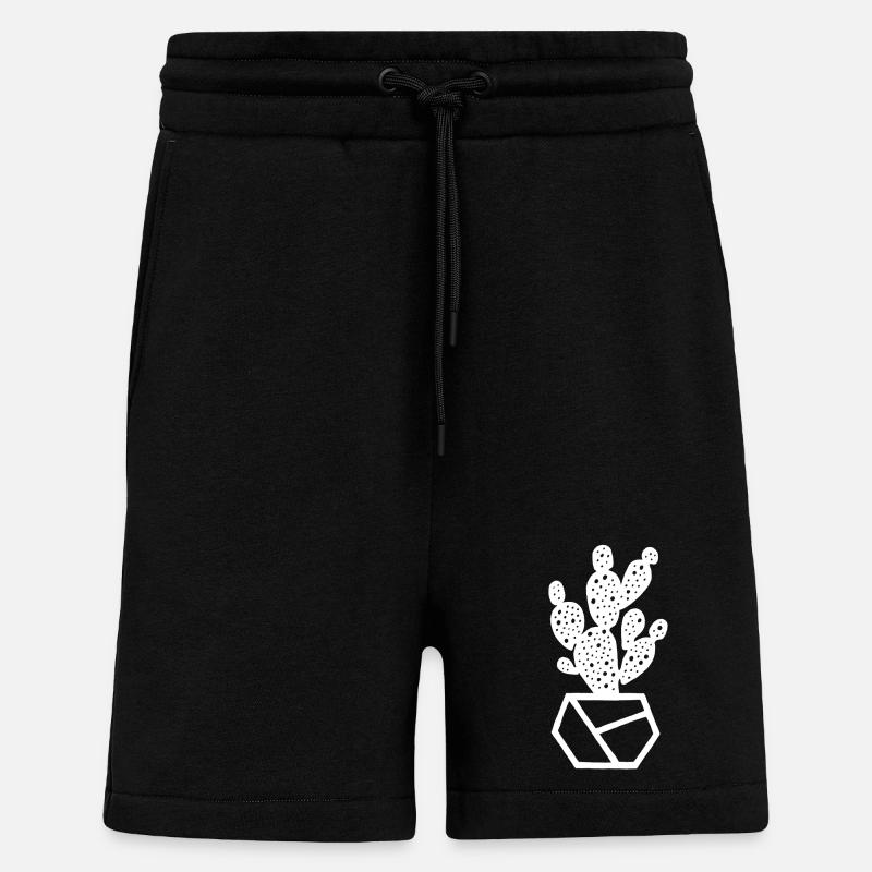 cactus blanc - Short bio décontracté fabriqué en UE - SOLID BLACK