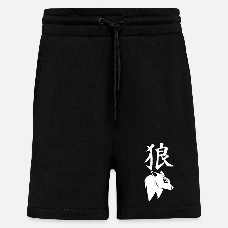 Japanischer Weißer Wolf - Shorts - made by SPREAD - SOLID BLACK