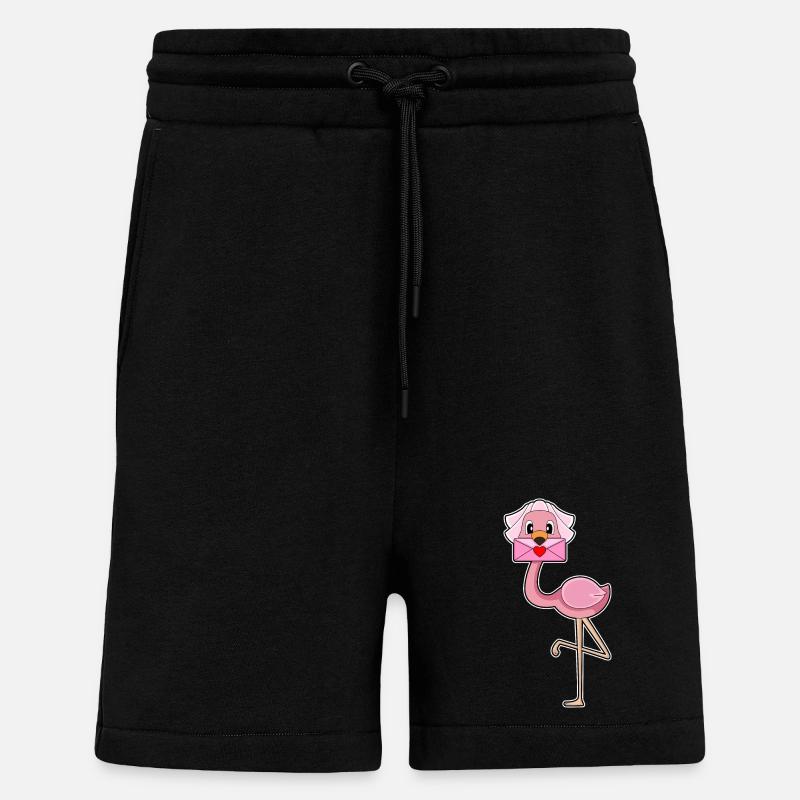 Flamingo Bridal Letter Wedding - Shorts - made by SPREAD - SOLID BLACK