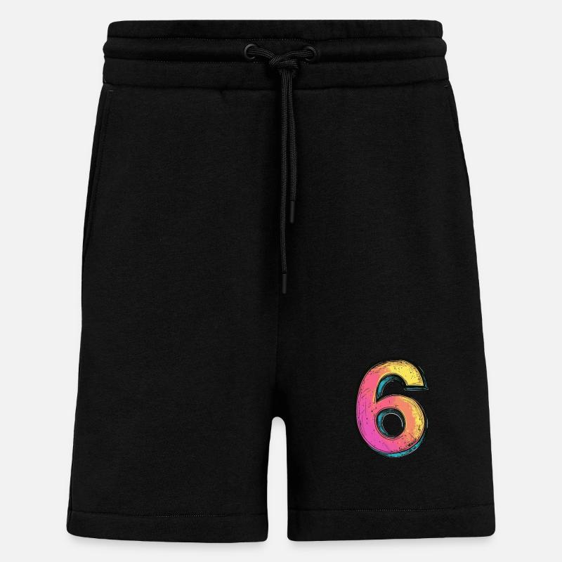 6 Number Comic - Shorts - made by SPREAD - SOLID BLACK