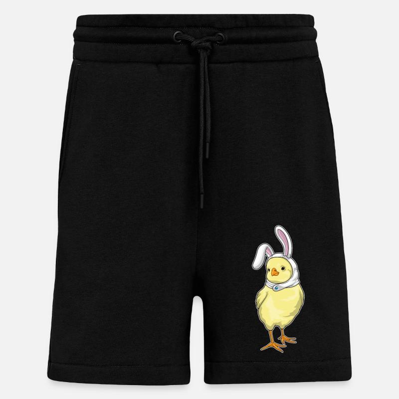 Chick Bunny Pâques - Short bio décontracté fabriqué en UE - SOLID BLACK