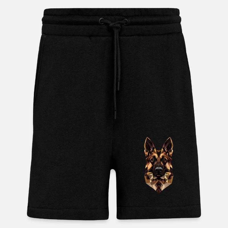 Berger Allemand Low Poly Design - Short bio décontracté fabriqué en UE - SOLID BLACK