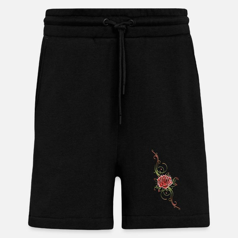 Filigree Tribal with large rose - Shorts - made by SPREAD - SOLID BLACK