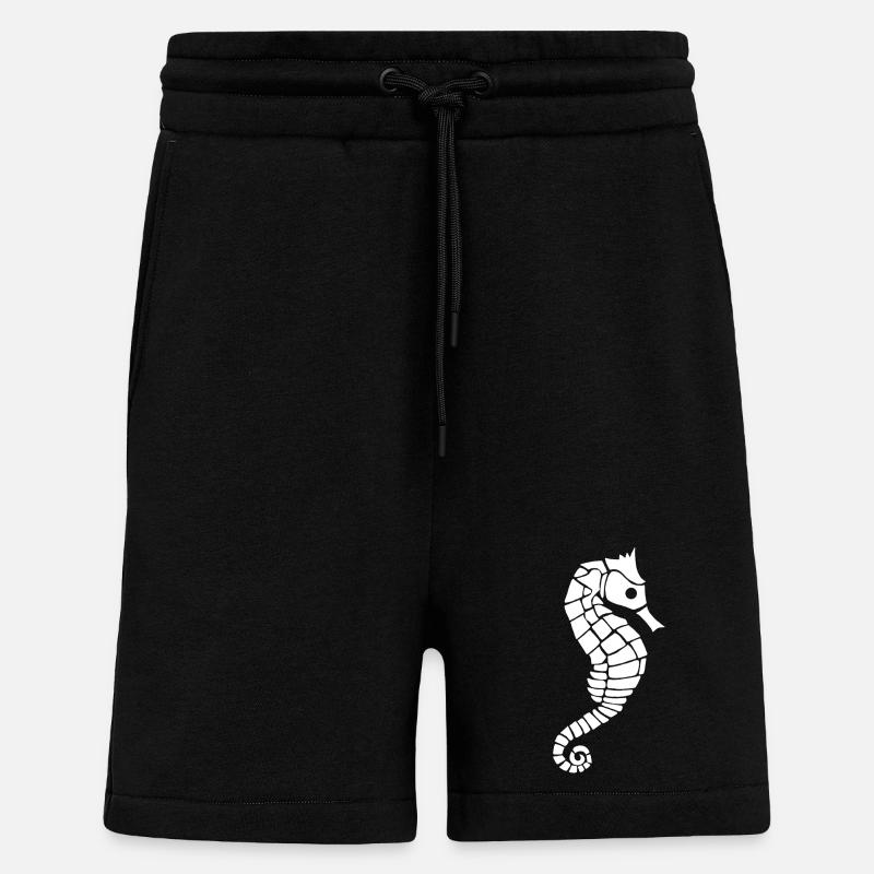 Hippocampe blanc - Short bio décontracté fabriqué en UE - SOLID BLACK