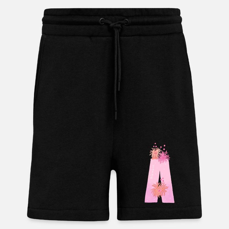 Une anémone de mer lettre - Short bio décontracté fabriqué en UE - SOLID BLACK