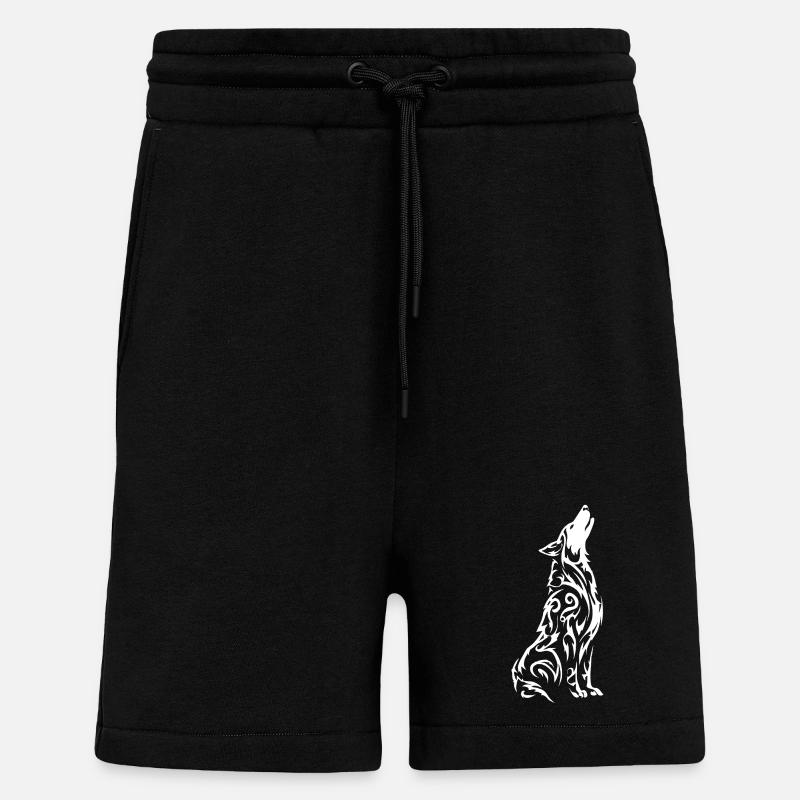 Wolfs Silhouette Tribal Muster - Shorts - made by SPREAD - SOLID BLACK