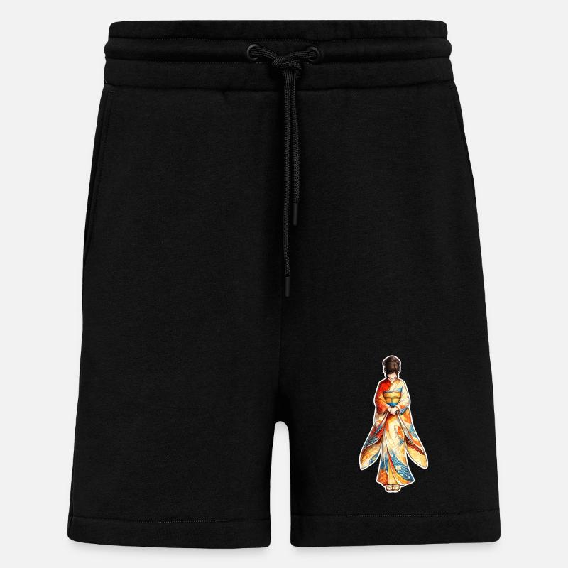 Kimono . 3 . AI generated - Shorts - made by SPREAD - SOLID BLACK